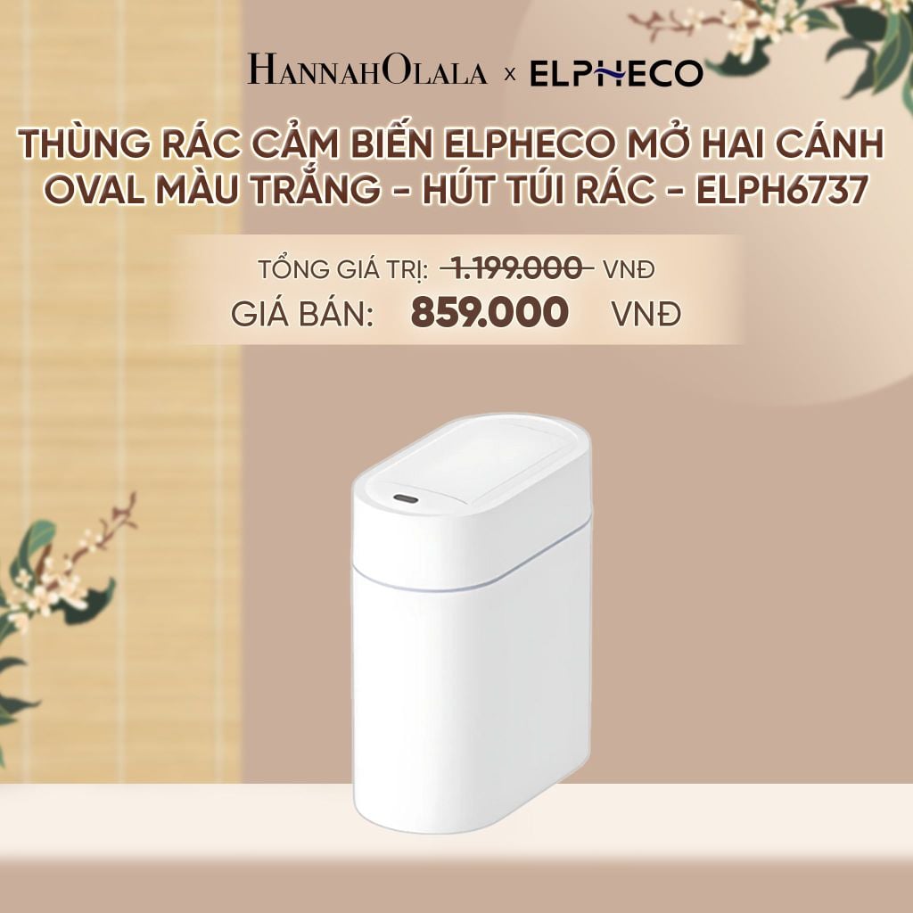  THÙNG RÁC CẢM BIẾN ELPHECO MỞ HAI CÁNH OVAL - DEAL 10 - A1972 