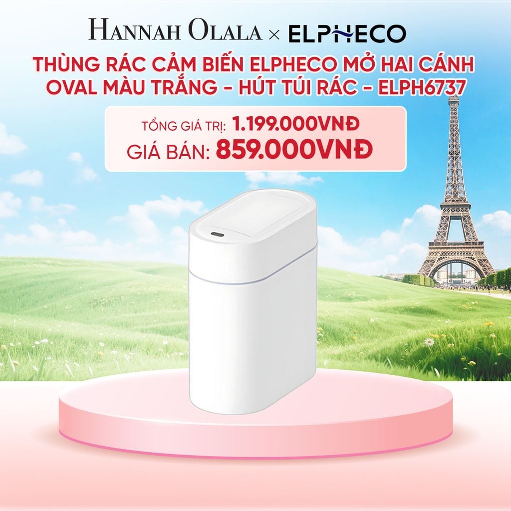  THÙNG RÁC CẢM BIẾN ELPHECO MỞ HAI CÁNH OVAL - DEAL 10 - B75 
