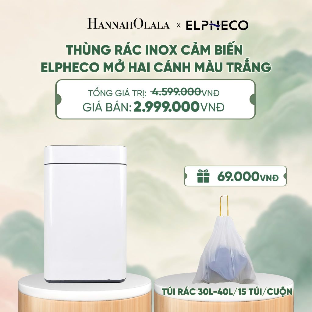  THÙNG RÁC CẢM BIẾN ELPHECO MỞ HAI CÁNH OVAL - DEAL 10 - A2153 