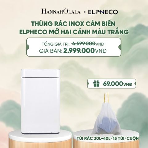  THÙNG RÁC CẢM BIẾN ELPHECO MỞ HAI CÁNH OVAL - DEAL 10 - A2153 