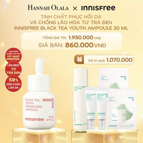  DEAL 10: TINH CHẤT PHỤC HỒI DA VÀ CHỐNG LÃO HÓA TỪ TRÀ ĐEN INNISFREE BLACK TEA YOUTH AMPOULE 30 ML 