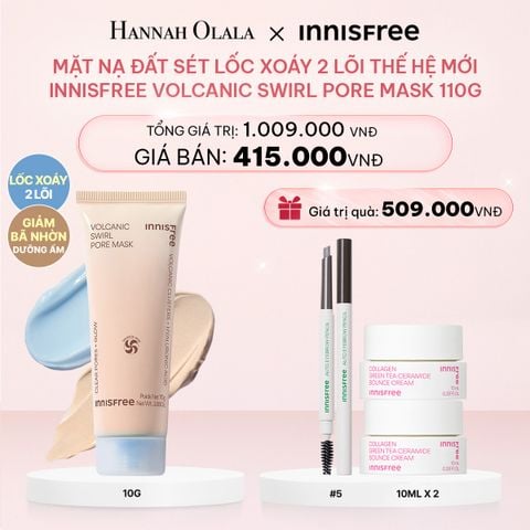  E131_DEAL 11: MẶT NẠ ĐẤT SÉT LỐC XOÁY 2 LÕI THẾ HỆ MỚI INNISFREE VOLCANIC SWIRL PORE MASK 110G 
