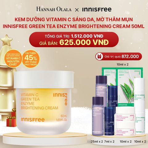  DEAL 10: KEM DƯỠNG VITAMIN C SÁNG DA, MỜ THÂM MỤN INNISFREE GREEN TEA ENZYME BRIGHTENING CREAM 50ML 