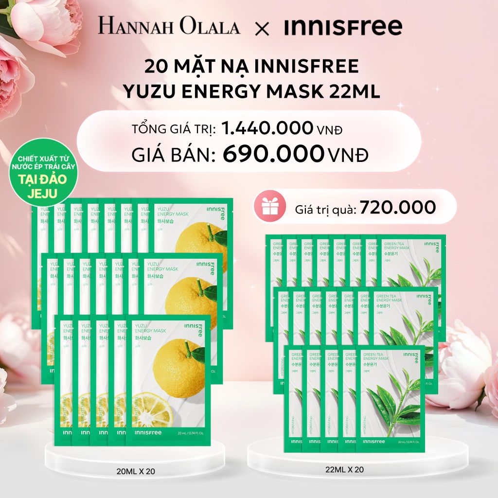  E834: DEAL 3: MUA 20 MẶT NẠ QUÝT YUZU ENERGY MASK TẶNG 20 MẶT NẠ BẤT KỲ (TỔNG 40 MIẾNG) 