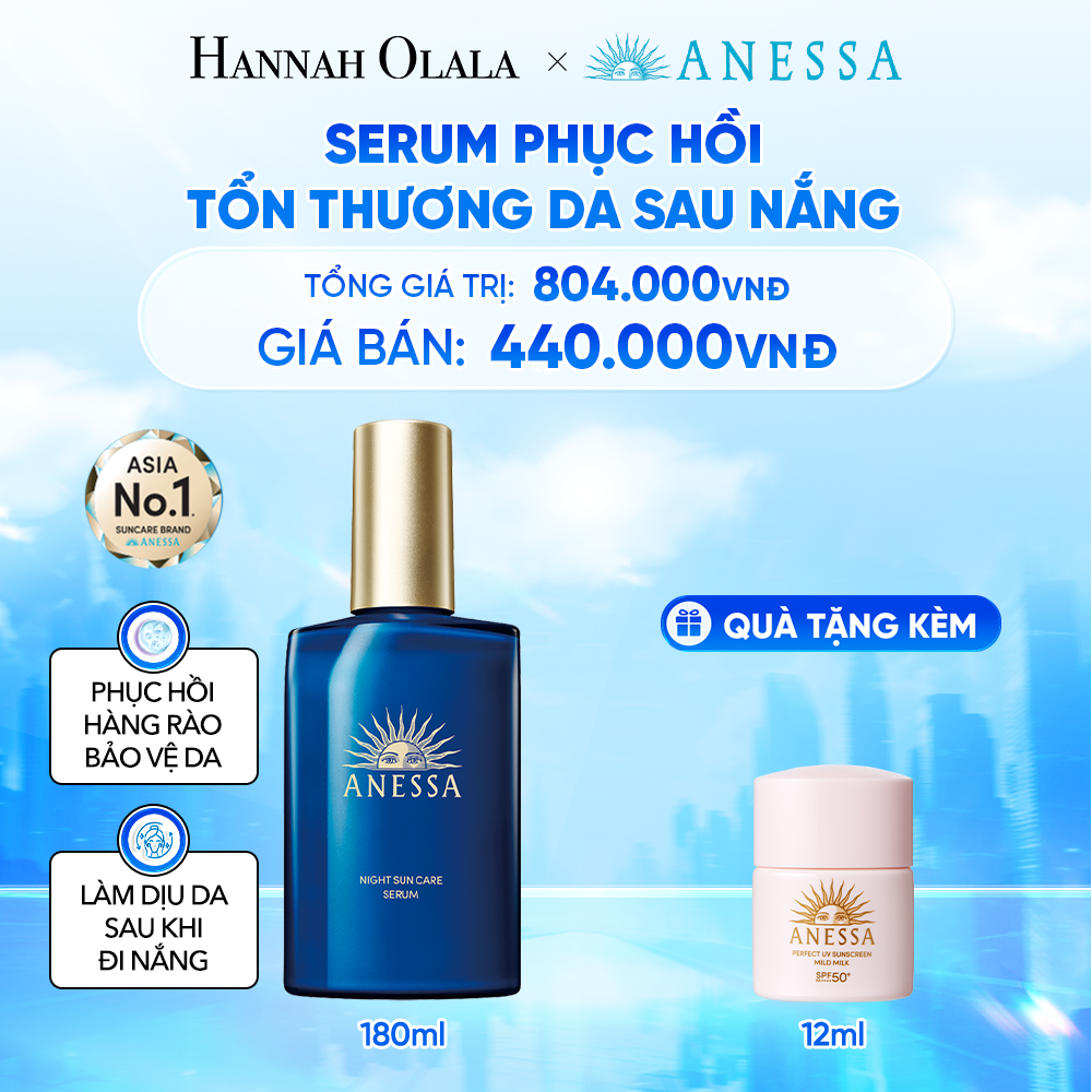  KEM CHỐNG NẮNG DẠNG SERUM DƯỠNG DA VÀ PHỤC HỒI TỔN THƯƠNG DA SAU NẮNG ANESSA NIGHT SUN CARE SERUM 180ML 