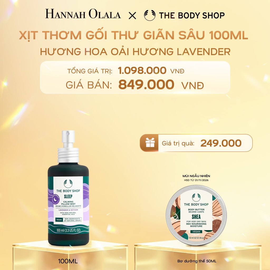  DEAL 10: XỊT THƠM GỐI HƯƠNG HOA OẢI HƯƠNG LAVENDER SLEEP CALMING PILLOW MIST 100ML 