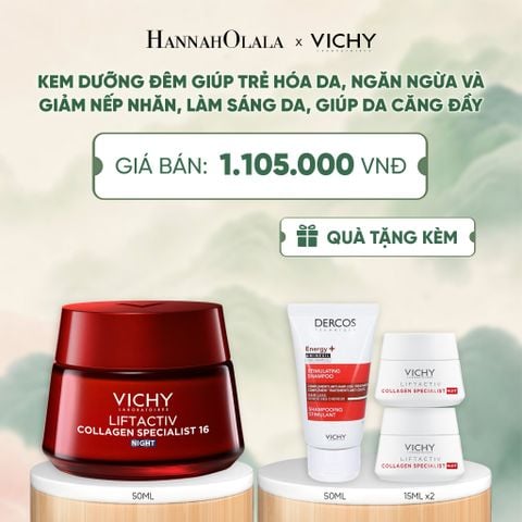  KEM DƯỠNG ĐÊM VICHY COLLAGEN 16 GIÚP TRẺ HÓA DA, NGĂN NGỪA VÀ GIẢM NẾP NHĂN, LÀM SÁNG DA, GIÚP DA CĂNG ĐẦY 50ML - A1175 
