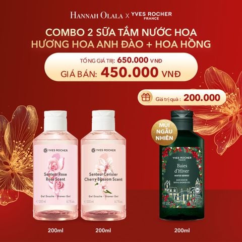  DEAL 13: COMBO 2 SỮA TẮM NƯỚC HOA HƯƠNG HOA ANH ĐÀO + HOA HỒNG TẶNG SỮA TẮM 200ML PHIÊN BẢN GIỚI HẠN 