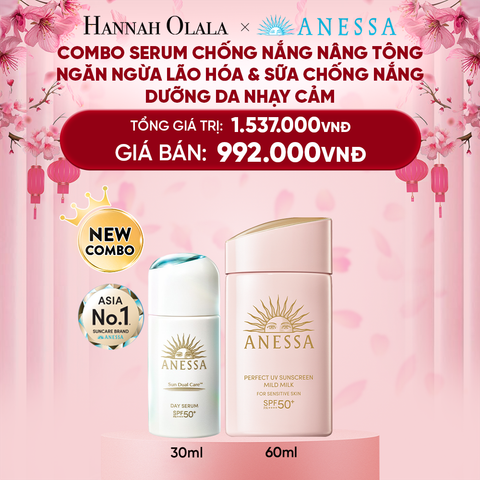  DEAL 10: COMBO SERUM CHỐNG NẮNG & SỮA CHỐNG NẮNG BẢO VỆ VÀ DƯỠNG DA AN TOÀN CHO DA NHẠY CẢM ANESSA DAY SERUM 30ML + MILD MILK 60ML 
