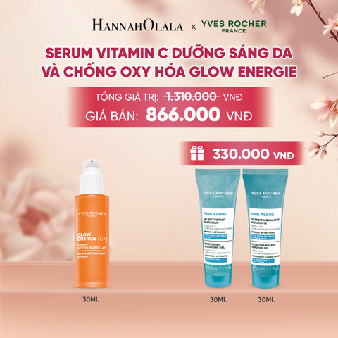  SERUM VITAMIN C DƯỠNG SÁNG DA VÀ CHỐNG OXY HÓA GLOW ENERGIE TẶNG MINI GEL TẨY TRANG + SỮA RỬA MẶT 