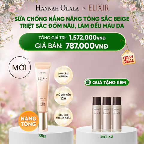  E1702_DEAL 10: | SẮC BEIGE MỚI | SỮA CHỐNG NẮNG NÂNG TÔNG CHỐNG LÃO HÓA TRIỆT SẮC ĐỐM NÂU ELIXIR DAY CARE REVOLUTION TONE-UP PURE BEIGE 35G 