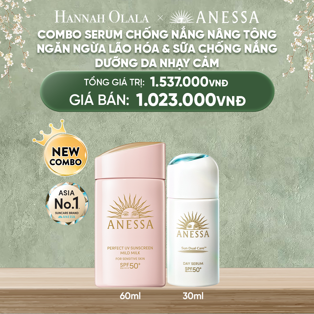  DEAL 10: COMBO KEM CHỐNG NẮNG DẠNG SERUM & KEM CHỐNG NẮNG DẠNG SỮA BẢO VỆ VÀ DƯỠNG DA AN TOÀN CHO DA NHẠY CẢM ANESSA DAY SERUM 30ML + MILD MILK 60ML 