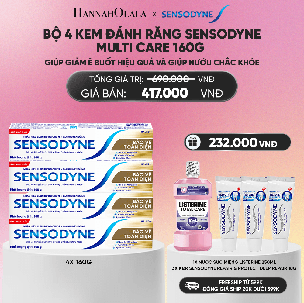  BỘ 4 KEM ĐÁNH RĂNG SENSODYNE MULTI CARE 160G GIÚP GIẢM Ê BUỐT HIỆU QUẢ VÀ GIÚP NƯỚU CHẮC KHỎE_A572 