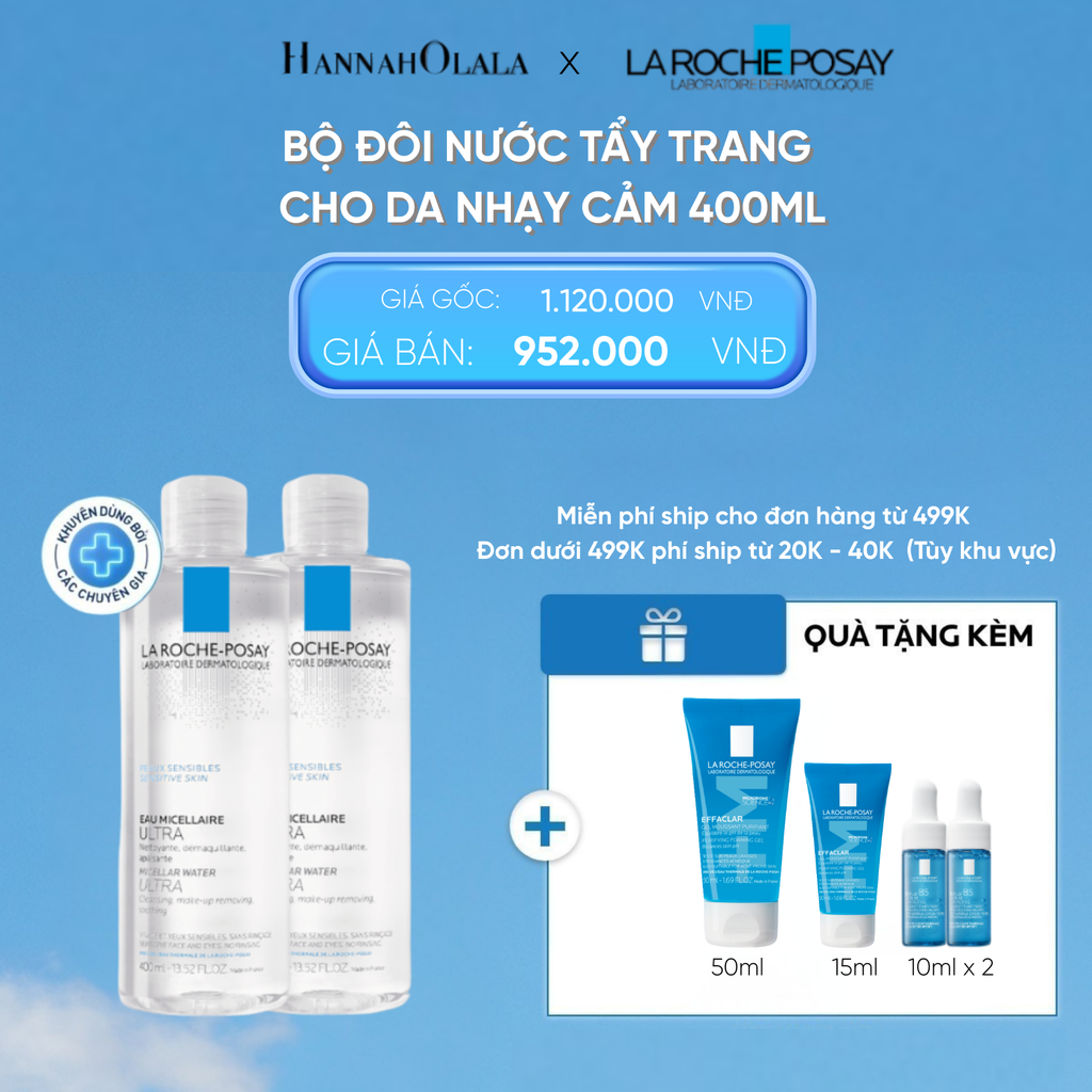  D42: DEAL 10: BỘ ĐÔI NƯỚC TẨY TRANG CHO DA NHẠY CẢM MICELLAR SENSITIVE SKIN 400ML 