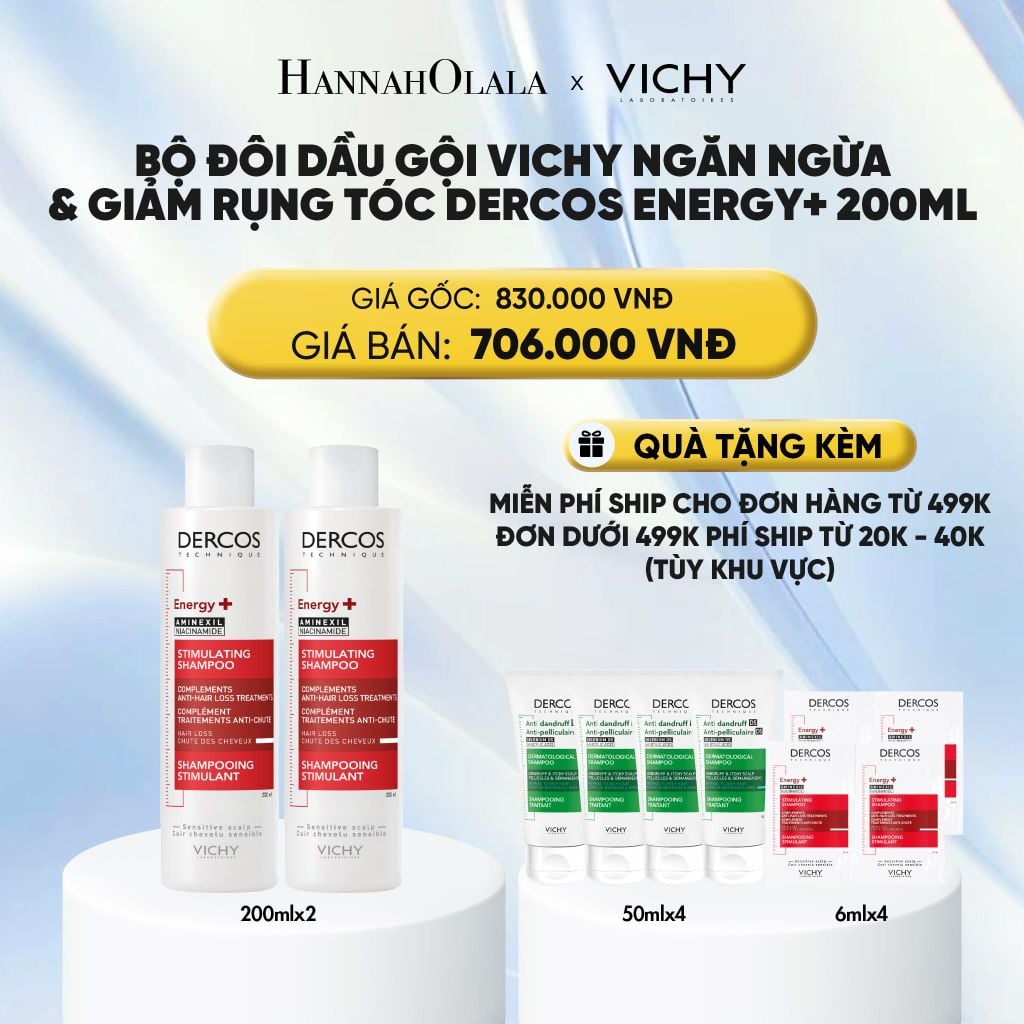  BỘ ĐÔI DẦU GỘI VICHY NGĂN NGỪA & GIẢM RỤNG TÓC DERCOS ENERGY+ 200ML - DEAL 10 : 
