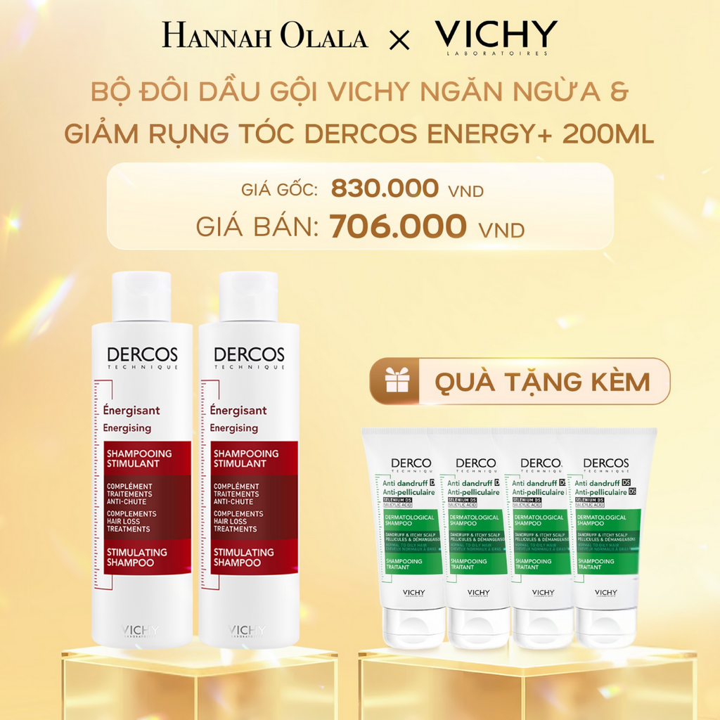  DEAL 10: BỘ ĐÔI DẦU GỘI VICHY NGĂN NGỪA & GIẢM RỤNG TÓC DERCOS ENERGY+ 200ML 