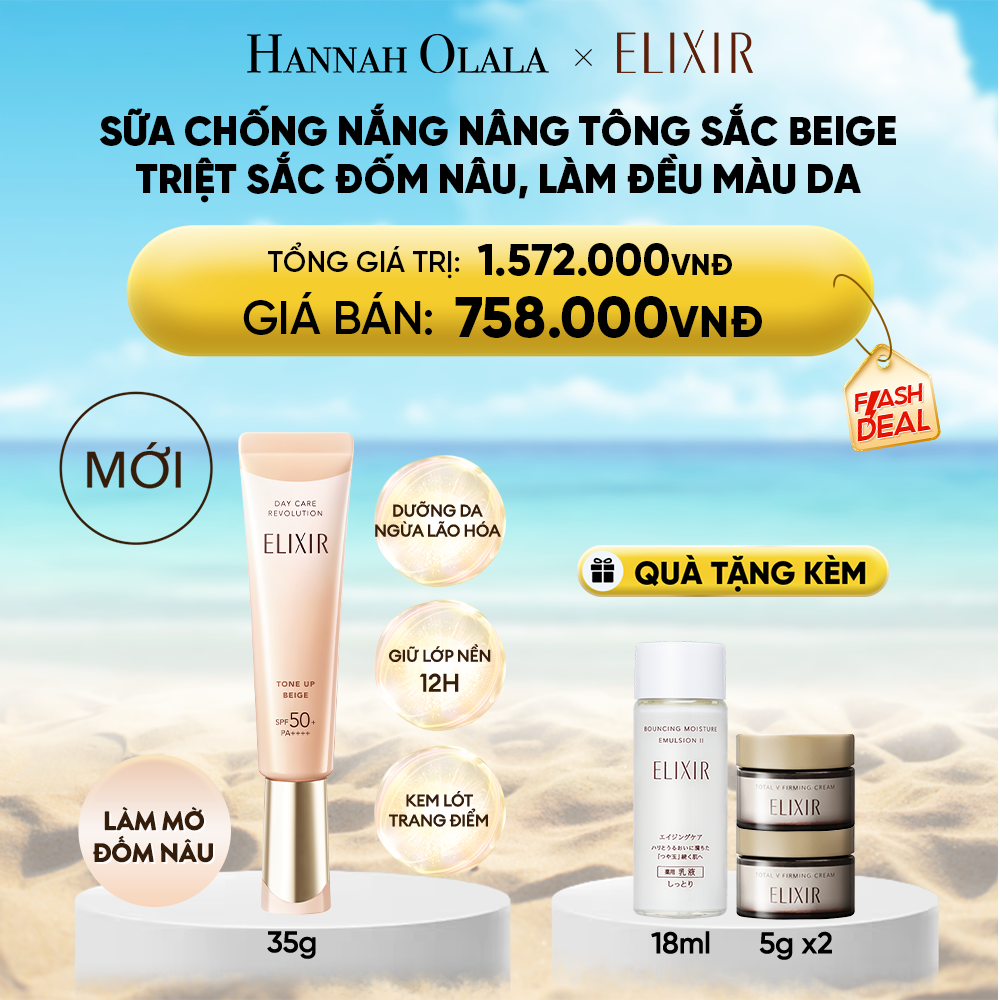 Kem Chống Nắng Dạng Sữa L'Oréal Elixir Day Care Revolution Tone-Up Pure Beige 35g