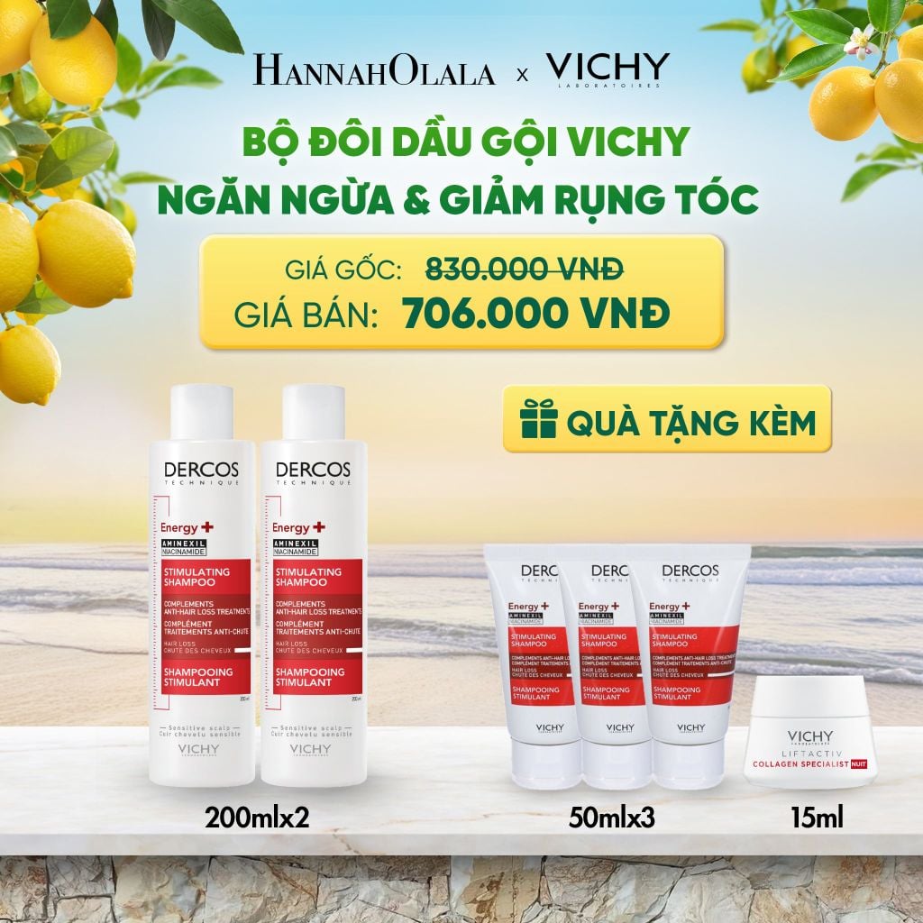  BỘ ĐÔI DẦU GỘI VICHY NGĂN NGỪA & GIẢM RỤNG TÓC DERCOS ENERGY+ 200ML DEAL 10 