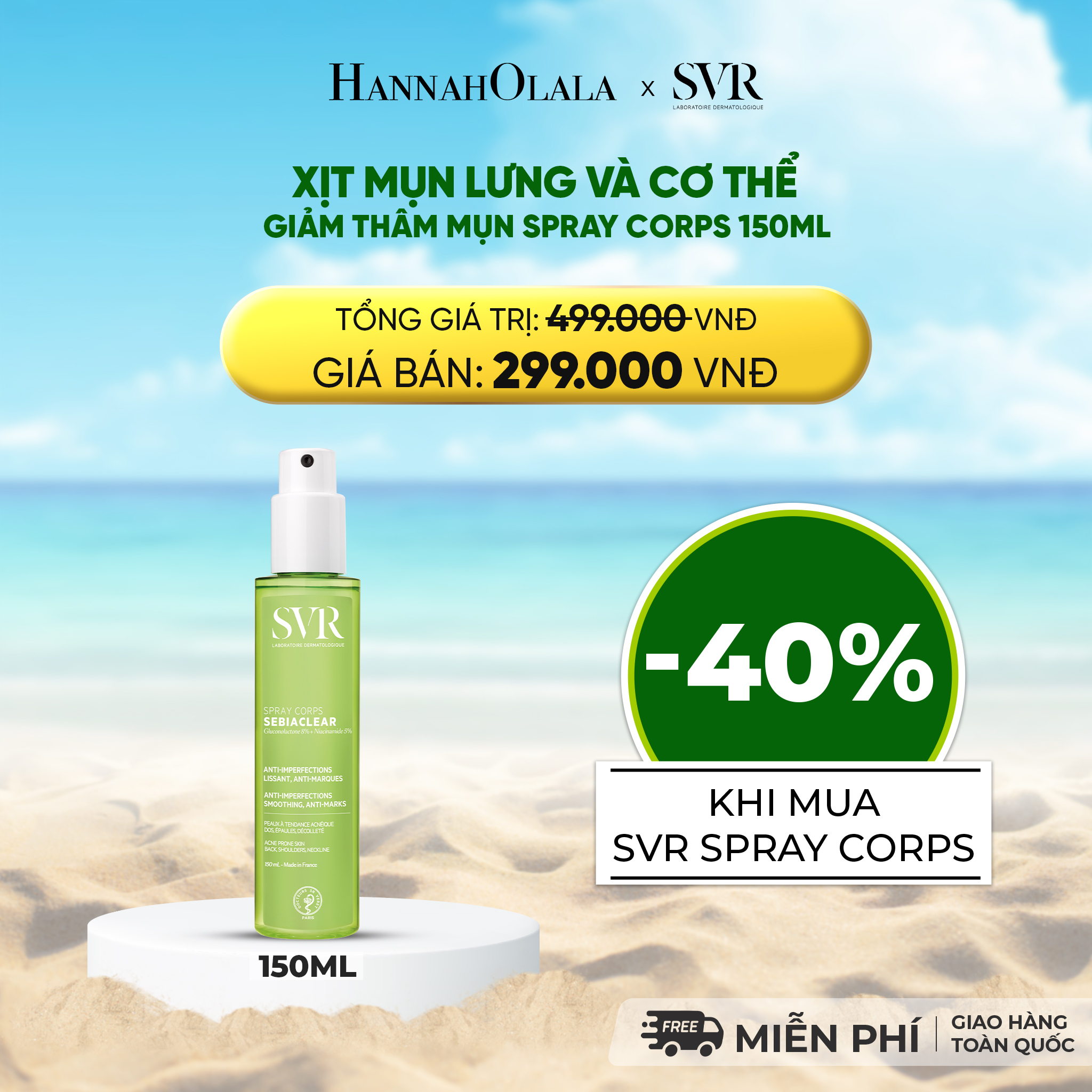 Xịt Mụn Lưng Và Cơ Thể L'Oréal Giảm Thâm Mụn Spray Corps 150ml