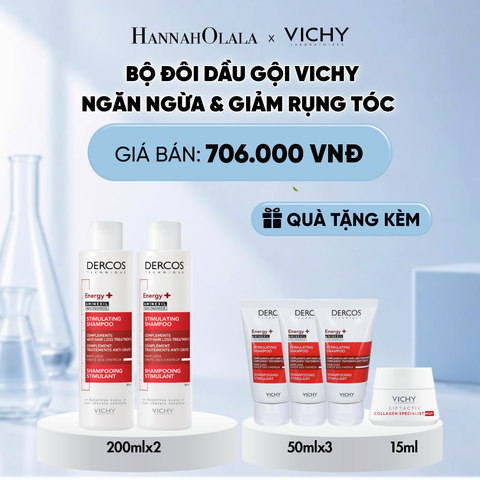  BỘ ĐÔI DẦU GỘI VICHY NGĂN NGỪA & GIẢM RỤNG TÓC DERCOS ENERGY+ 200ML DEAL 10 