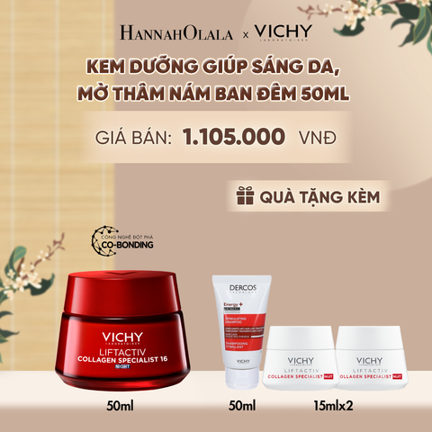 KEM DƯỠNG ĐÊM VICHY COLLAGEN 16 GIÚP TRẺ HÓA DA, NGĂN NGỪA VÀ GIẢM NẾP NHĂN, LÀM SÁNG DA, GIÚP DA CĂNG ĐẦY 50ML - A961 
