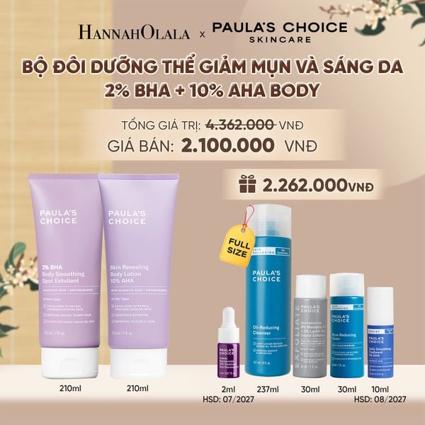  [COMBO] BỘ ĐÔI DƯỠNG THỂ PAULA’S CHOICE GIẢM MỤN VÀ SÁNG DA 2% BHA BODY SMOOTHING SPOT EXFOLIANT 210ML + 10% AHA BRIGHTENING BODY LOTION - DEAL 20 - A1850 