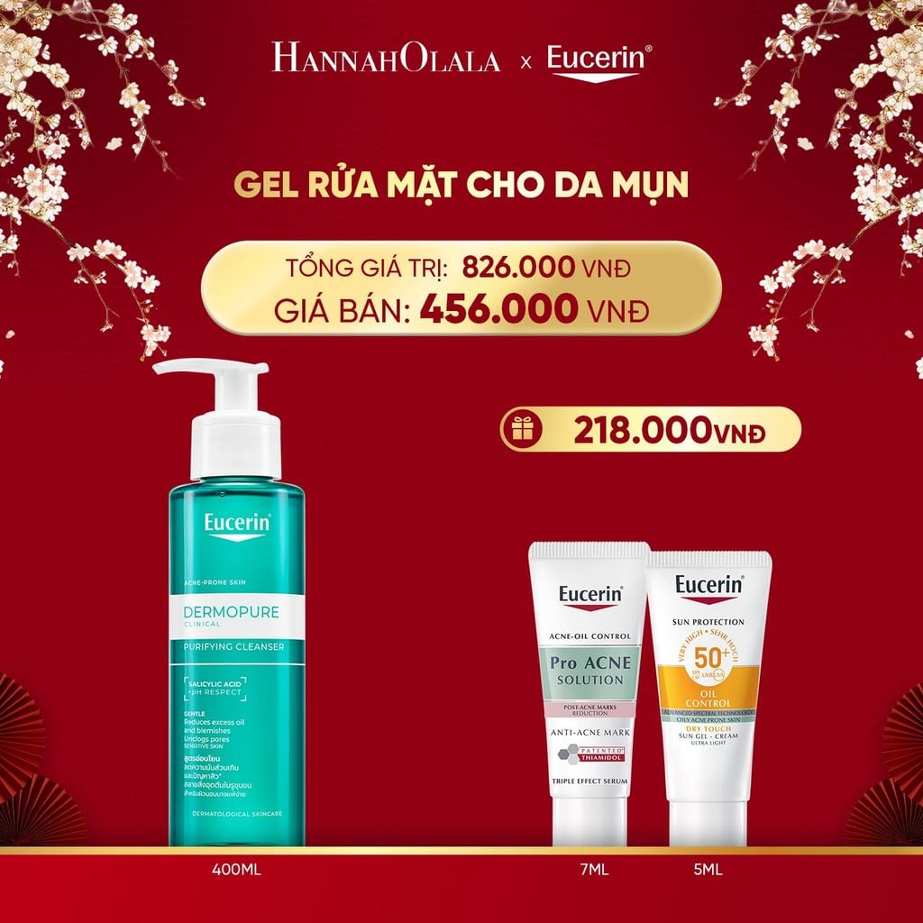  DEAL 10: GEL RỬA MẶT EUCERIN DERMOPURE CLINICAL PURIFYING CLEANSER 400ML 