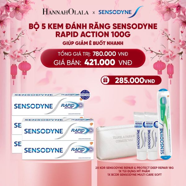  A754_DEAL 10: BỘ 5 KEM ĐÁNH RĂNG SENSODYNE RAPID ACTION 100G GIÚP GIẢM Ê BUỐT NHANH 