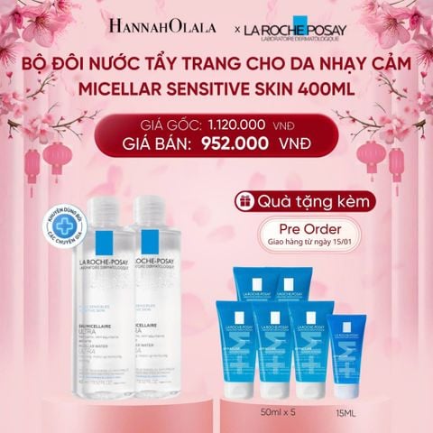  A42_[GIAO HÀNG 15.01] DEAL 11 : BỘ ĐÔI NƯỚC TẨY TRANG CHO DA NHẠY CẢM MICELLAR SENSITIVE SKIN 400ML 