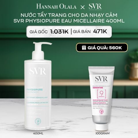  A91_DEAL 10: NƯỚC TẨY TRANG CHO DA NHẠY CẢM SVR PHYSIOPURE EAU MICELLAIRE 400ML 