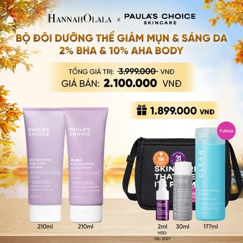  BỘ ĐÔI DƯỠNG THỂ 2% BHA 210ML + 10% AHA 210ML GIÚP LOẠI BỎ TẾ BÀO DA CHẾT VÀ MỀM MỊN DA - DEAL 10 - E21 