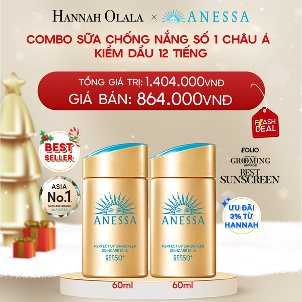  A641_DEAL 10: COMBO SỮA CHỐNG NẮNG DƯỠNG DA KIỀM DẦU BẢO VỆ HOÀN HẢO ANESSA GOLD MILK SPF50+ PA++++ 60MLX2 