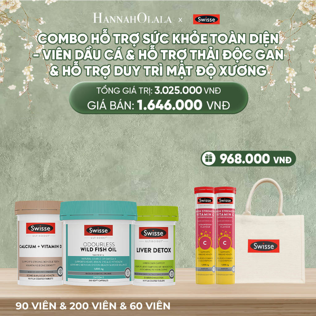  DEAL 11: COMBO HỖ TRỢ SỨC KHỎE TOÀN DIỆN - VIÊN DẦU CÁ & HỖ TRỢ THẢI ĐỘC GAN & HỖ TRỢ DUY TRÌ MẬT ĐỘ XƯƠNG 