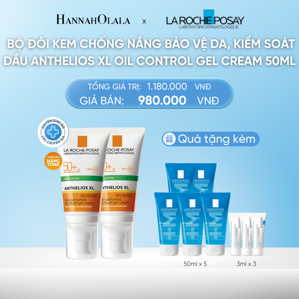  DEAL 10: BỘ ĐÔI KEM CHỐNG NẮNG BẢO VỆ DA, KIỂM SOÁT DẦU ANTHELIOS XL OIL CONTROL GEL CREAM 50ML 