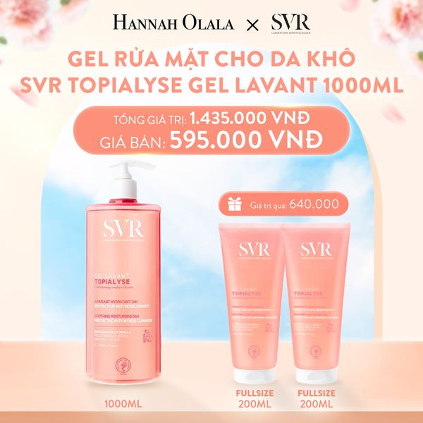  A804_DEAL 10: GEL LÀM SẠCH DỊU NHẸ DÀNH CHO DA NHẠY CẢM, DA KHÔ VÀ VIÊM DA CƠ ĐỊA SVR TOPIALYSE GEL LAVANT 1L 