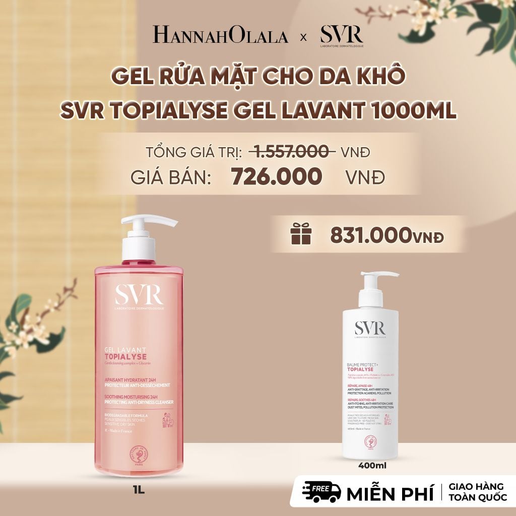  GEL RỬA MẶT CHO DA KHÔ SVR TOPIALYSE GEL LAVANT 1000ML - DEAL 10 - A2007 