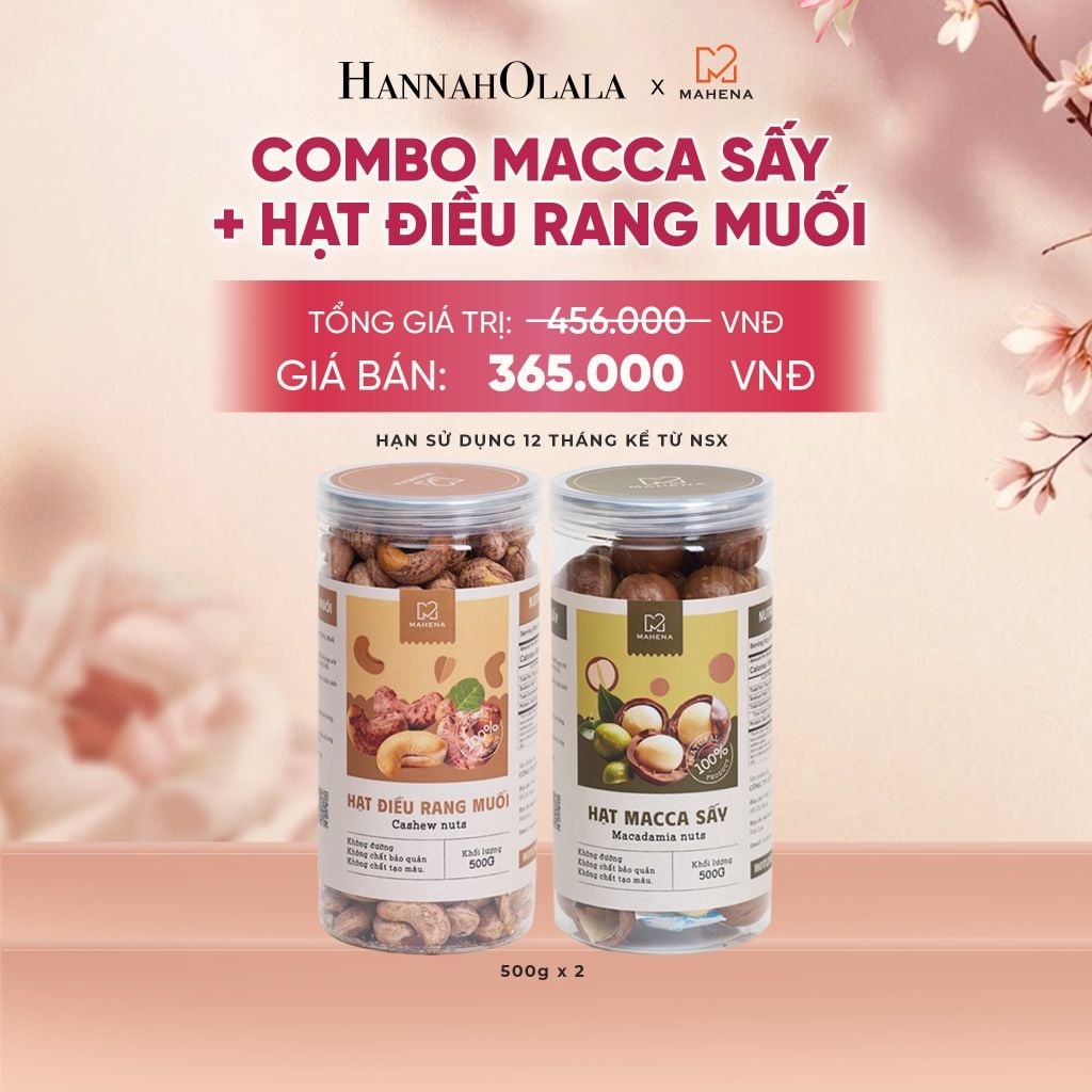  COMBO 1 HẠT ĐIỀU RANG MUỐI 500G + 1 HẠT MACCA SẤY 500G DEAL 10: - A106 