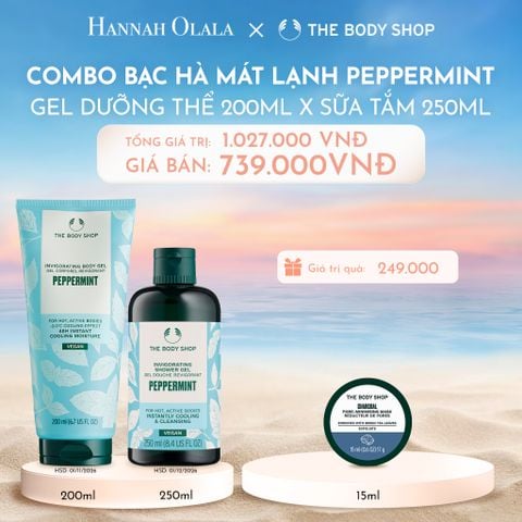  C708_DEAL 12: COMBO TẮM DƯỠNG BẠC HÀ MÁT LẠNH PEPPERMINT - GEL DƯỠNG THỂ 200ML & SỮA TẮM 250ML 