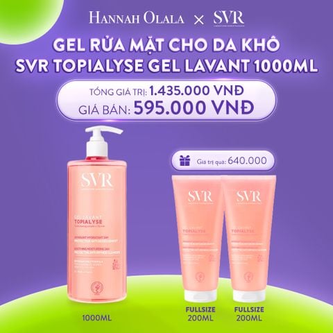  C2_DEAL 10: GEL LÀM SẠCH DỊU NHẸ DÀNH CHO DA NHẠY CẢM, DA KHÔ VÀ VIÊM DA CƠ ĐỊA SVR TOPIALYSE GEL LAVANT 1L 