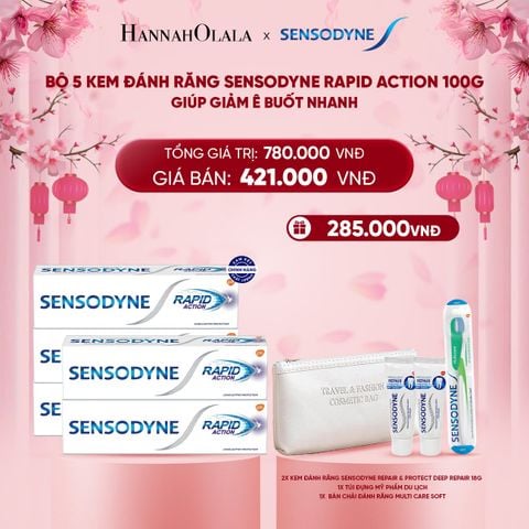  DEAL 10: BỘ 5 KEM ĐÁNH RĂNG SENSODYNE RAPID ACTION 100G GIÚP GIẢM Ê BUỐT NHANH 