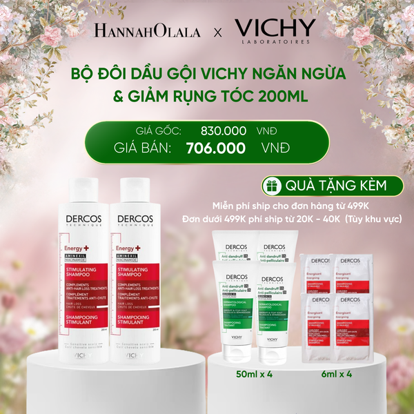  DEAL 10 BỘ ĐÔI DẦU GỘI VICHY NGĂN NGỪA & GIẢM RỤNG TÓC DERCOS ENERGY+ 200ML 