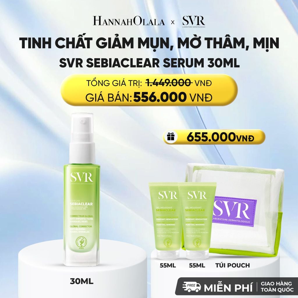  TINH CHẤT GIẢM MỤN, NGỪA THÂM VÀ MỊN DA 4 TRONG 1 SVR SEBIACLEAR SERUM 30ML - DEAL 10 