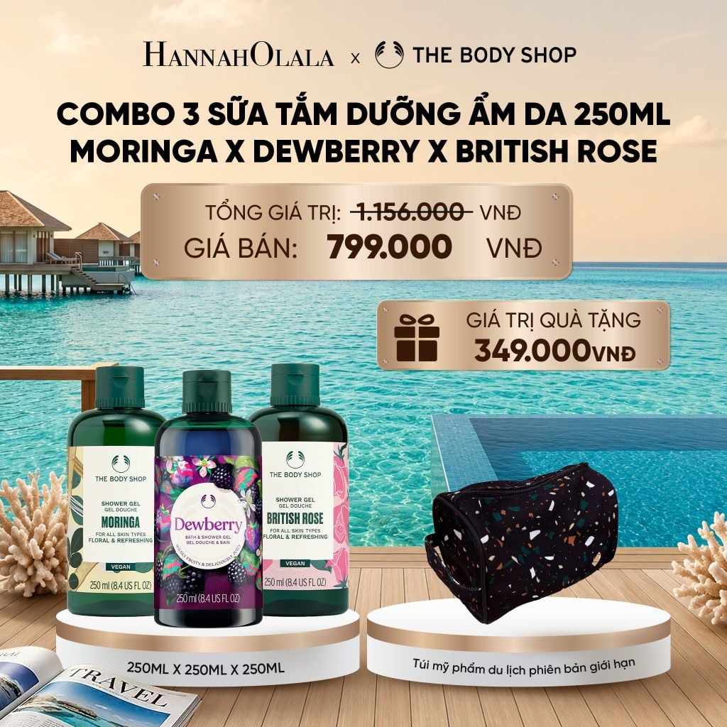  COMBO 3 SỮA TẮM THIÊN NHIÊN DƯỠNG ẨM NGÁT HƯƠNG 250ML - MORINGA X DEWBERRY X BRITISH ROSE_ D544 