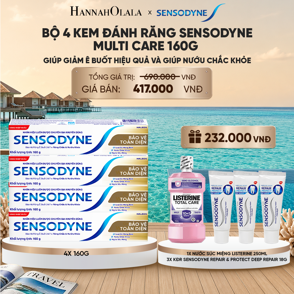  BỘ 4 KEM ĐÁNH RĂNG SENSODYNE MULTI CARE 160G GIÚP GIẢM Ê BUỐT HIỆU QUẢ VÀ GIÚP NƯỚU CHẮC KHỎE_ D386 