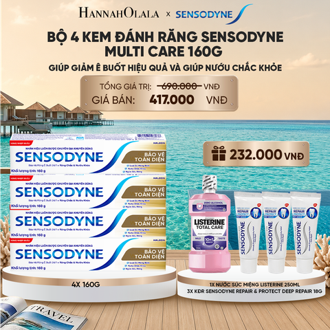  BỘ 4 KEM ĐÁNH RĂNG SENSODYNE MULTI CARE 160G GIÚP GIẢM Ê BUỐT HIỆU QUẢ VÀ GIÚP NƯỚU CHẮC KHỎE_ D386 