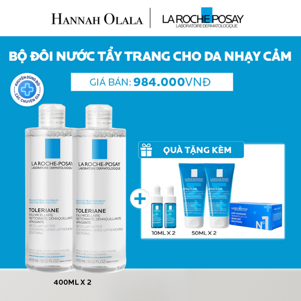  BỘ ĐÔI NƯỚC TẨY TRANG LÀM SẠCH SÂU CHO DA NHẠY CẢM LA ROCHE-POSAY MICELLAR WATER SENSITIVE SKIN 400ML - A02 