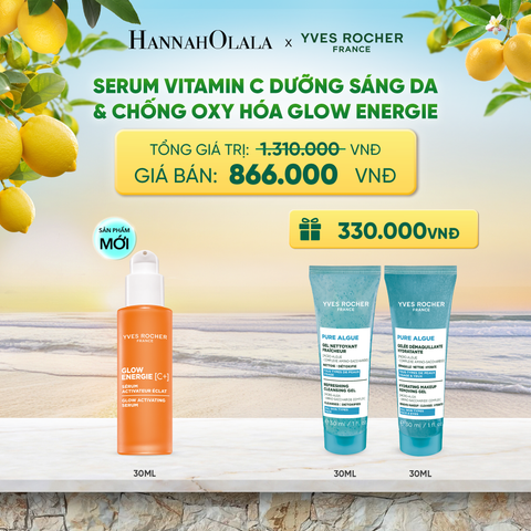  SERUM VITAMIN C DƯỠNG SÁNG DA VÀ CHỐNG OXY HÓA GLOW ENERGIE TẶNG MINI GEL TẨY TRANG + SỮA RỬA MẶT 