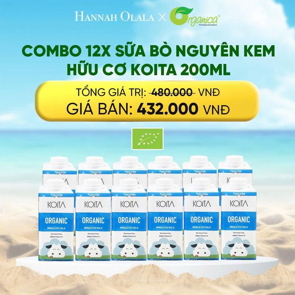  DEAL 10: COMBO 12 X SỮA BÒ NGUYÊN KEM HỮU CƠ KOITA 200ML 