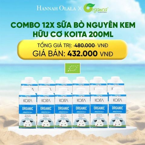  DEAL 10: COMBO 12 X SỮA BÒ NGUYÊN KEM HỮU CƠ KOITA 200ML 