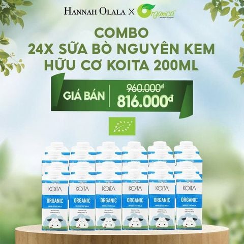  E52_DEAL 10: COMBO 24 X SỮA BÒ NGUYÊN KEM HỮU CƠ KOITA 200ML 